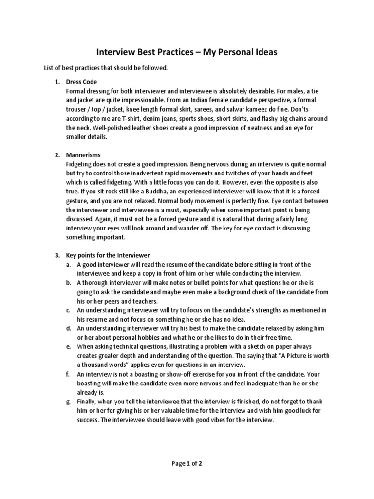 Interview Best Practices Guide | PDF | Clothing