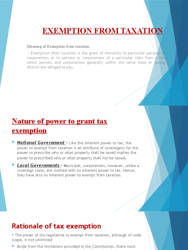 Understanding Tax Exemption Principles | PDF | Finance & Money ...