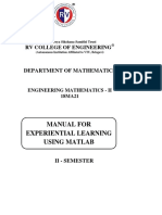 Manual For Experiential Learning Using Matlab: RV College of Engineering