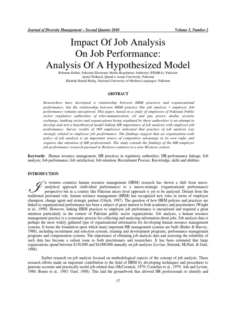 Impact of Job Analysis On Job Performance | PDF | Human Resource ...