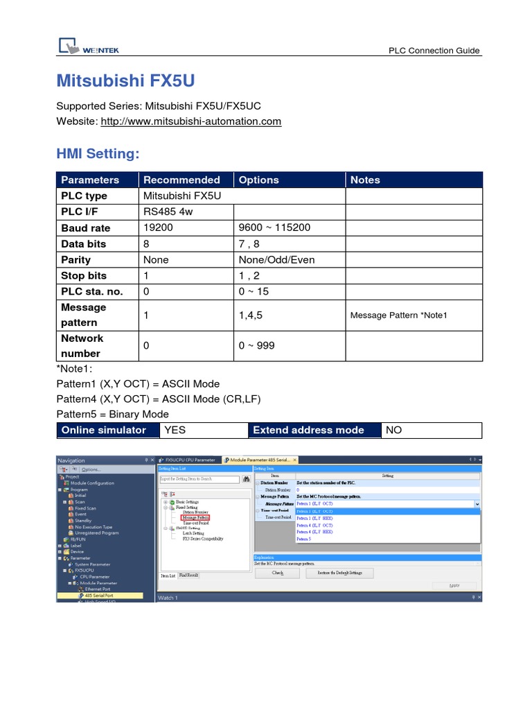 Mitsubishi FX5U PLC Connection Guide | PDF | Programmable Logic ...