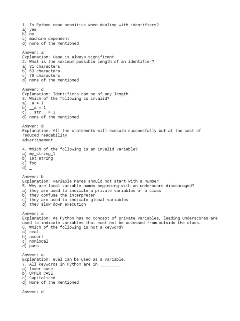 Python MCQ PDF Boolean Data Type Parameter Programming)