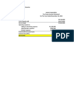 Profit Planning and Pro-Forma FS Exercise