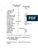 Apparatus Numbers Required Currently Available in Lab