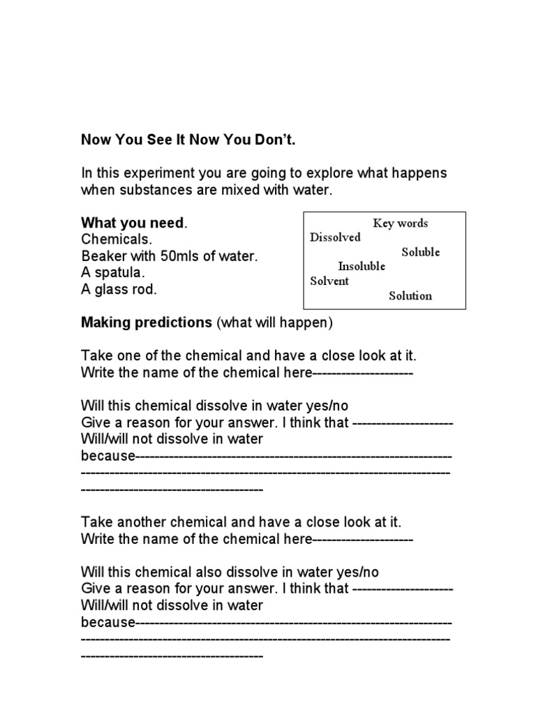 Chemical Solubility Experiment Guide | PDF