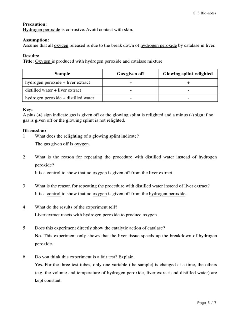 Catalase Activity in Liver and H2O2 | PDF | Catalase | Hydrogen Peroxide