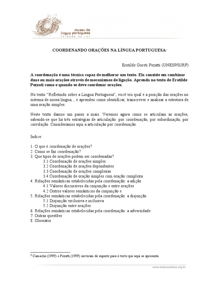 Relaçoes Semanticas Estabelecidas Entre Oraçoes Periodos Ou Paragrafos