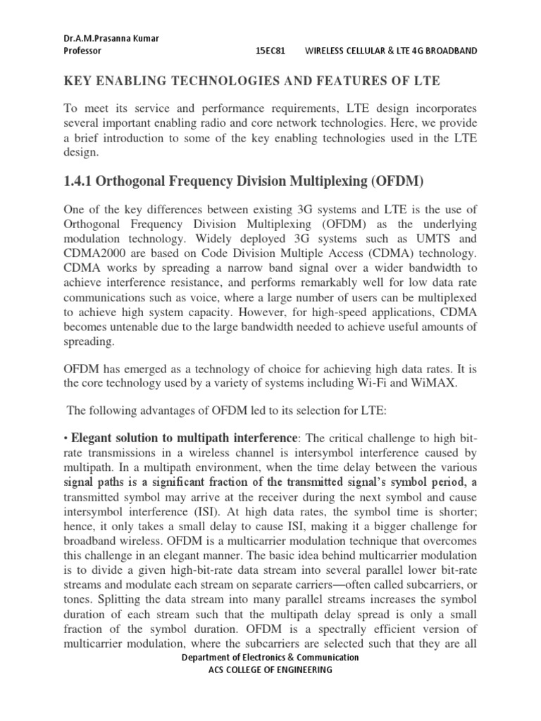 Key Technologies in LTE 4G Wireless | PDF | Orthogonal Frequency ...