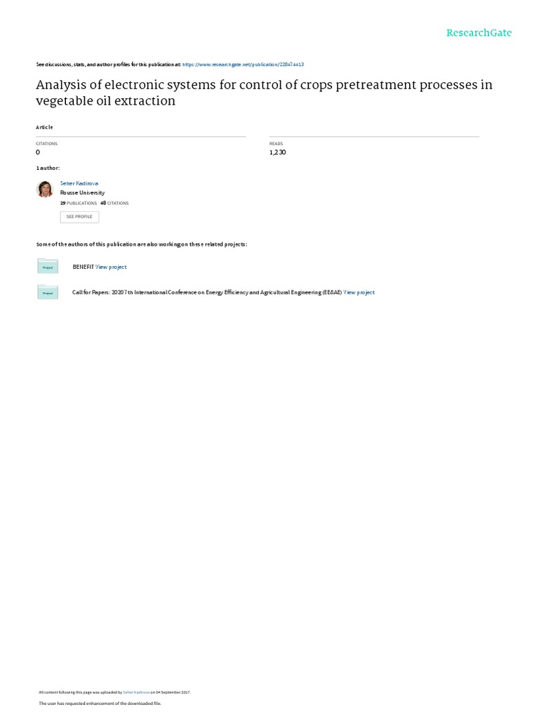 Analysis of Electronic Systems For Control of Crops Pretreatment