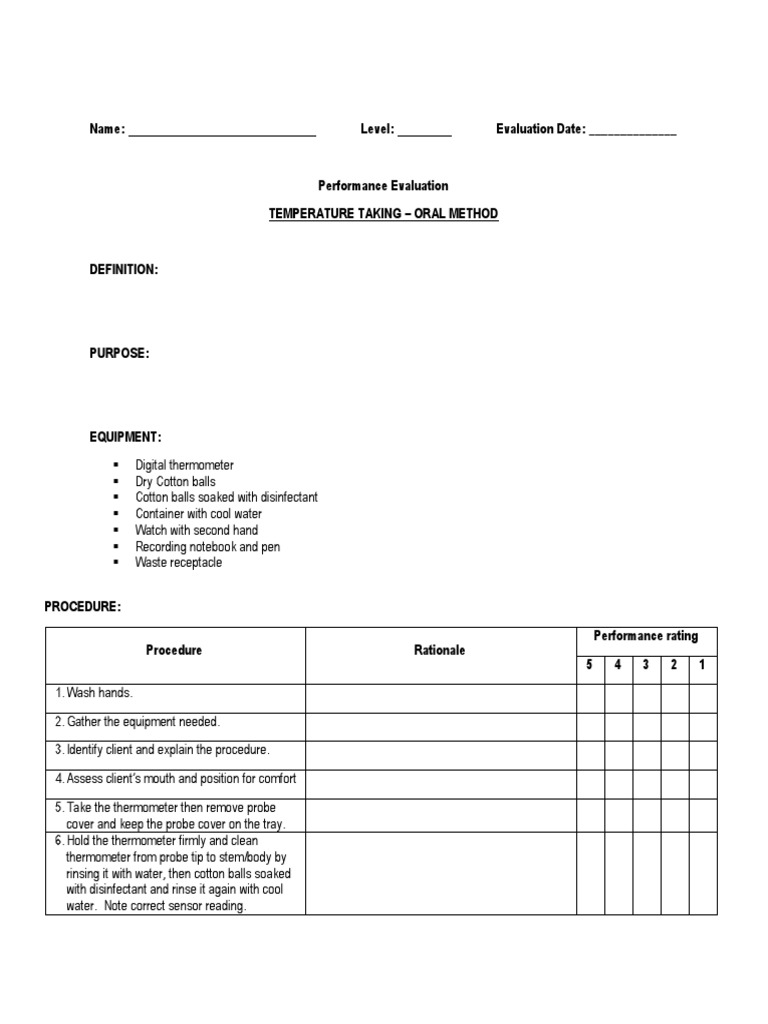 Oral Temperature Taking PDF Thermometer Nature