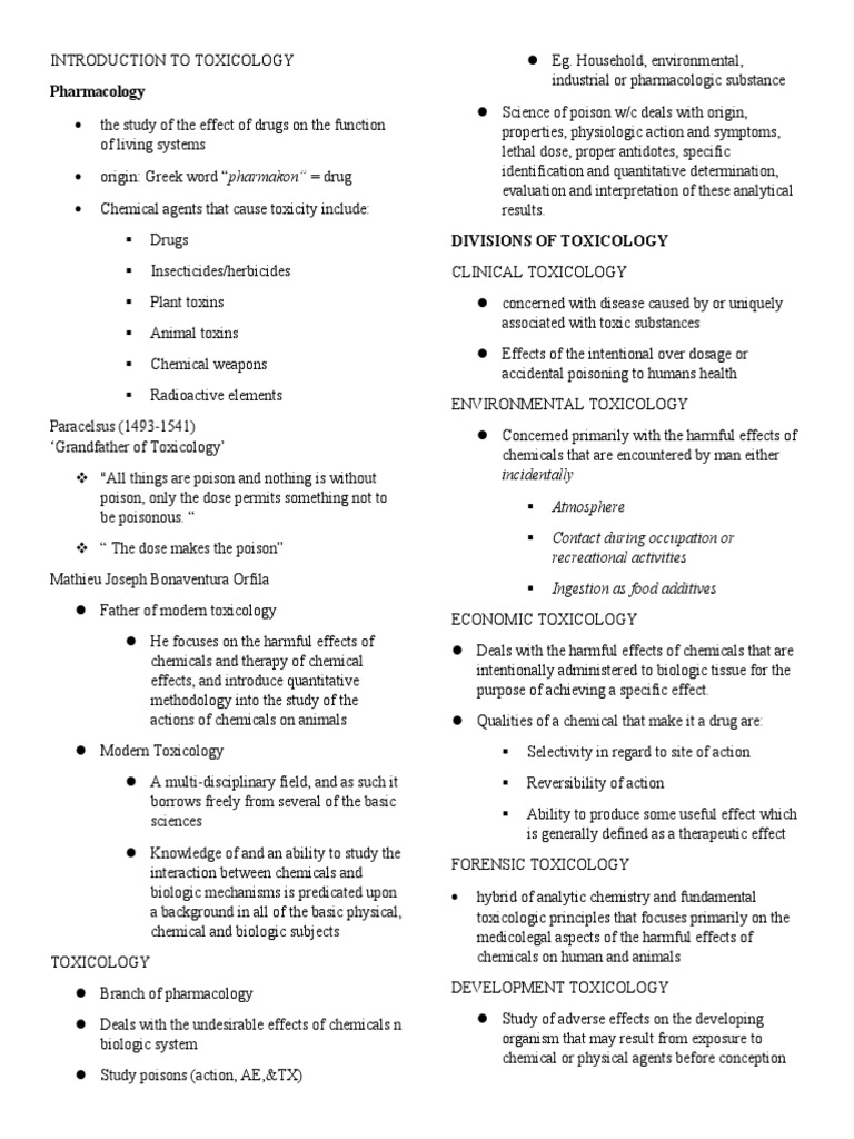Overview of Toxicology Principles | PDF | Toxicology | Poison