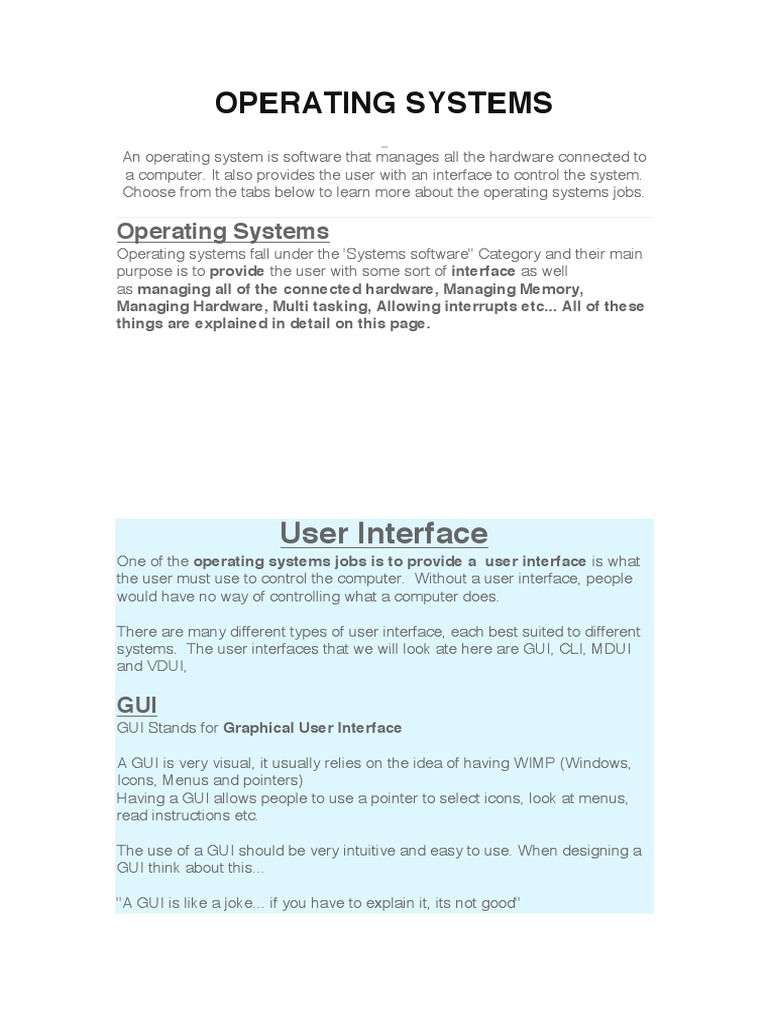 Operating Systems: User Interface | PDF | Graphical User Interfaces ...