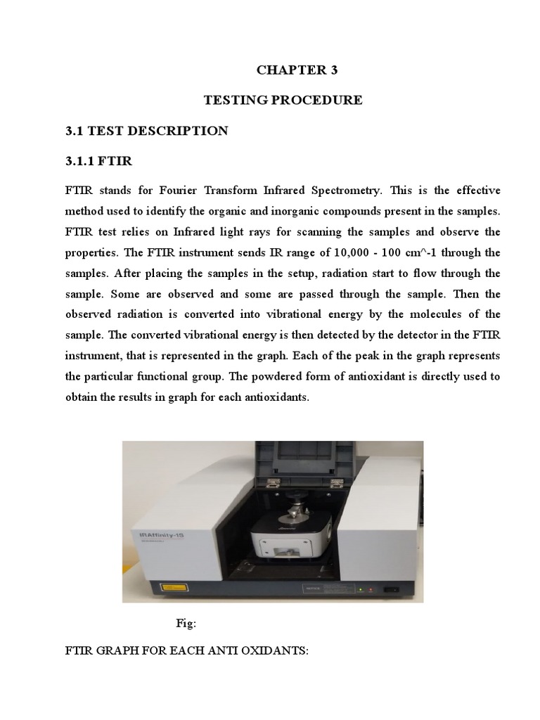 Testing Procedure 3.1 Test Description 3.1.1 FTIR PDF Infrared