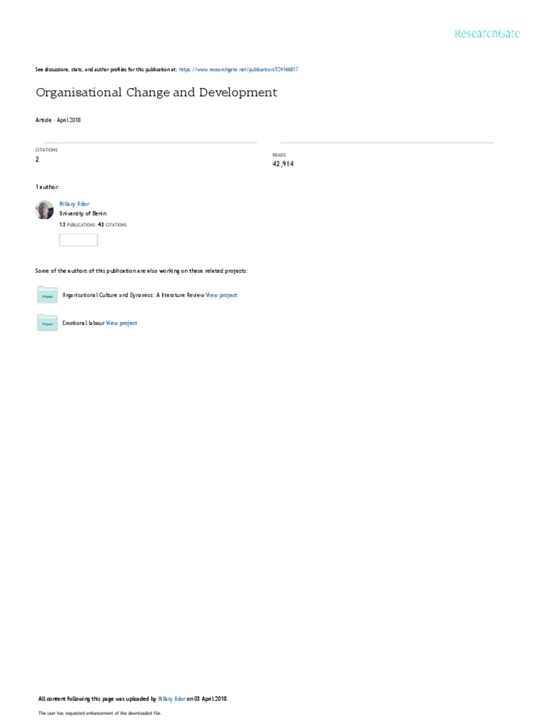 Org Change and Development | PDF | Organization Development | Action ...