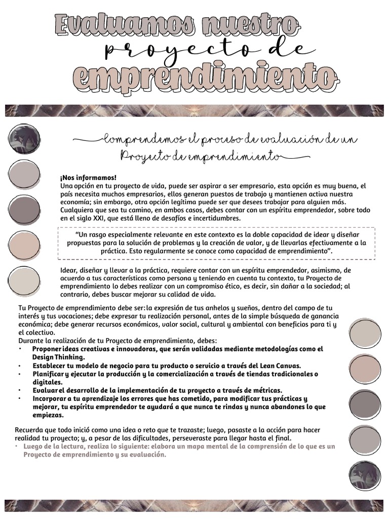 Evaluación de Proyectos Emprendedores | PDF | Iniciativa empresarial ...