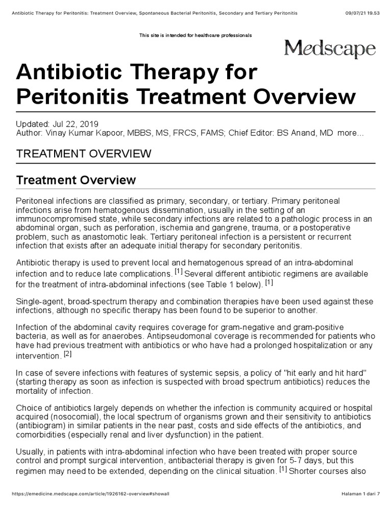 Antibiotic Therapy for Peritonitis Overview | PDF | Infection | Candidiasis