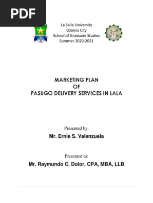 Marketing Plan Pasogo Delivery Service Business