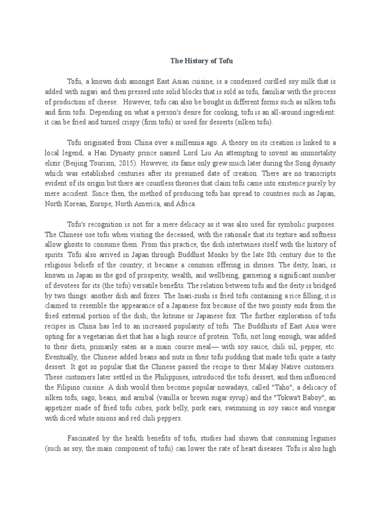 The History of Tofu | PDF | Tofu | Nutrition