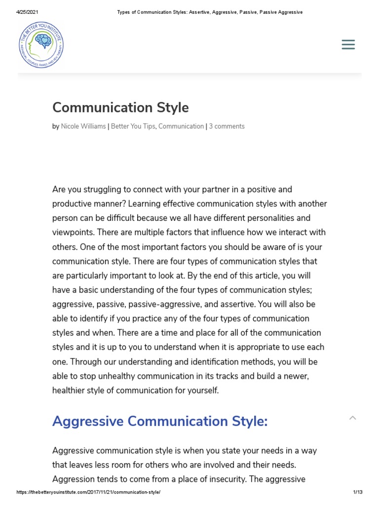 4 TYPES OF COMMUNICATION STYLES PDF visual data 2