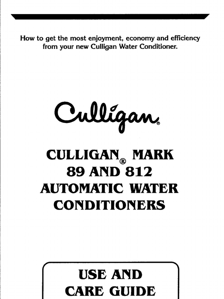 (Culligan) Mark89and812softenerownersguide | PDF