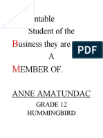 Ccountable Student of The Usiness They Are A Ember Of. Anne Amatundac