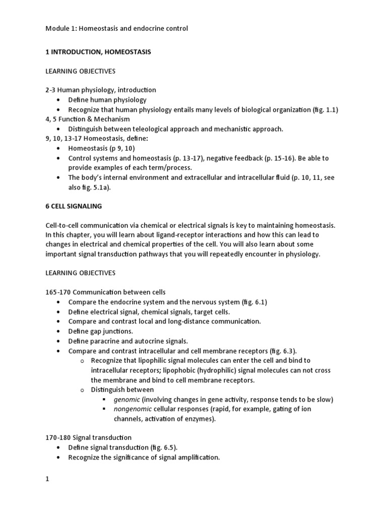 Homeostasis and Endocrine Control - Guide F19 | PDF | Hormone | Cell ...