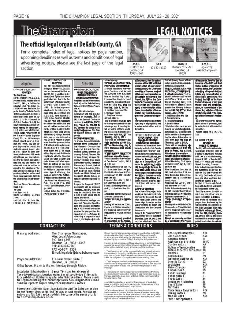 The Champion Legal Ads: 07-22-21 | PDF | Request For