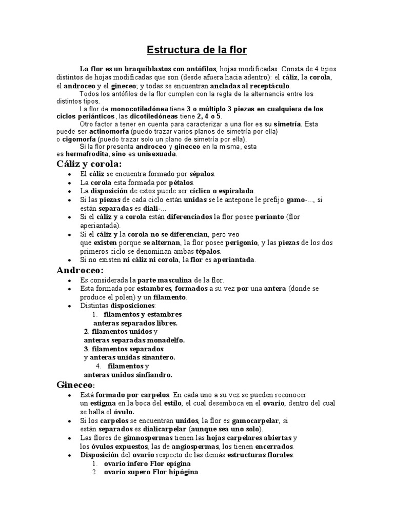 Estructura de La Flor | PDF | Flores | Plantas