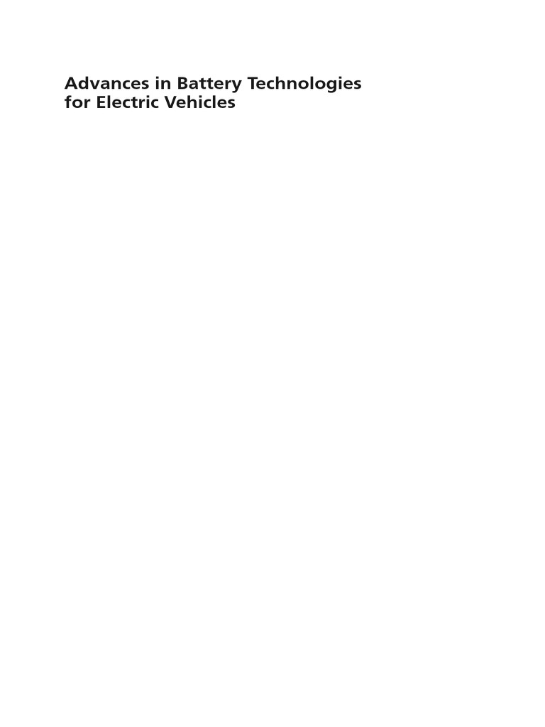 Front Matter 2015 Advances in Battery Technologies For Electric