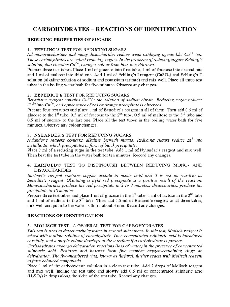 Carbohydrates Experimental Part 1 PDF Carbohydrates Organic Chemistry