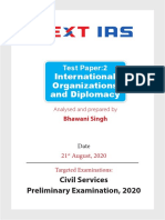 International Organizations and Diplomacy: Civil Services Preliminary Examination, 2020