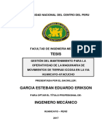 Gestión Del Mantenimiento Para La Operatividad de La Maquinaria de Movimientos de Tierras Iccgsa en La via Huancayo-Ayacucho