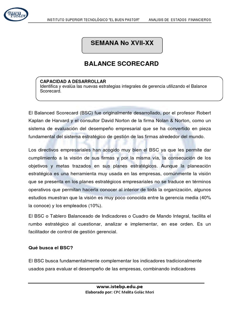Análisis del Balanced Scorecard en Finanzas | PDF | Business | Economias