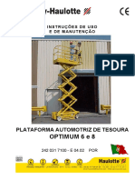 Instruções de uso e manutenção de plataforma automotriz de tesoura Optimum 6 e 8