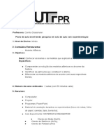 Plano de Aula Envolvendo Pesquisa em Sala de Aula Com Experimentação