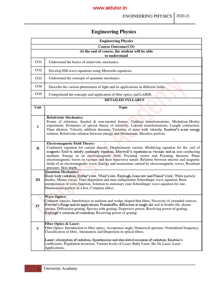 CS3353 Engineering Physics Question Bank | PDF | Special Relativity | Waves