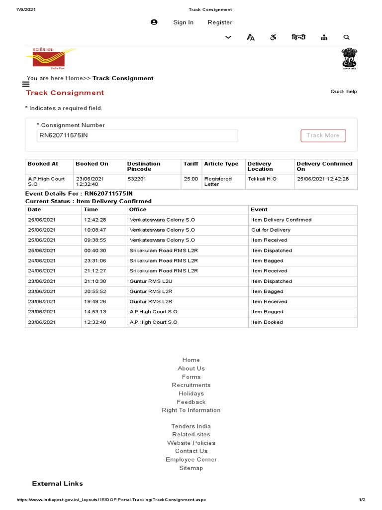 Track Your India Post Consignment Online | PDF | Software | Computing