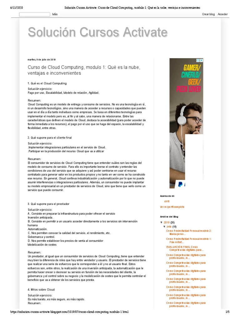 Ventajas e Inconvenientes del Cloud Computing | PDF | Computación en la ...