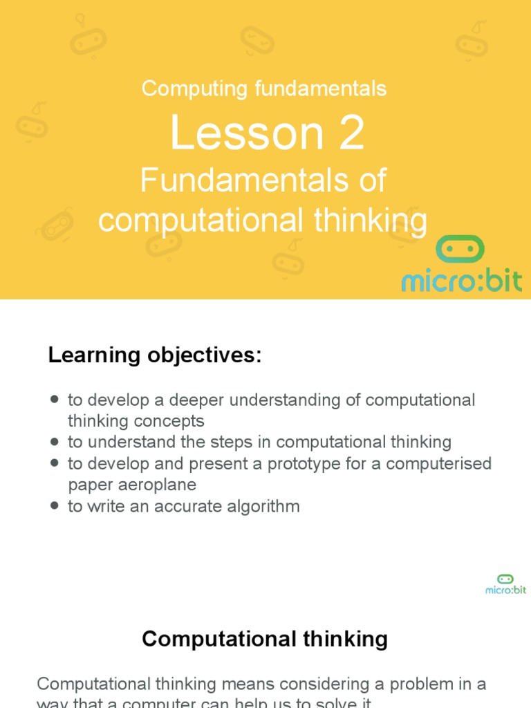 Computing Fundamentals: Lesson 2 | PDF | Thought | Algorithms