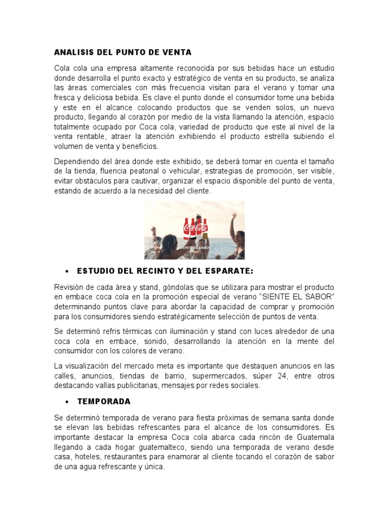 Análisis del Punto de Venta Coca Cola | PDF | Coca Cola | Supermercado