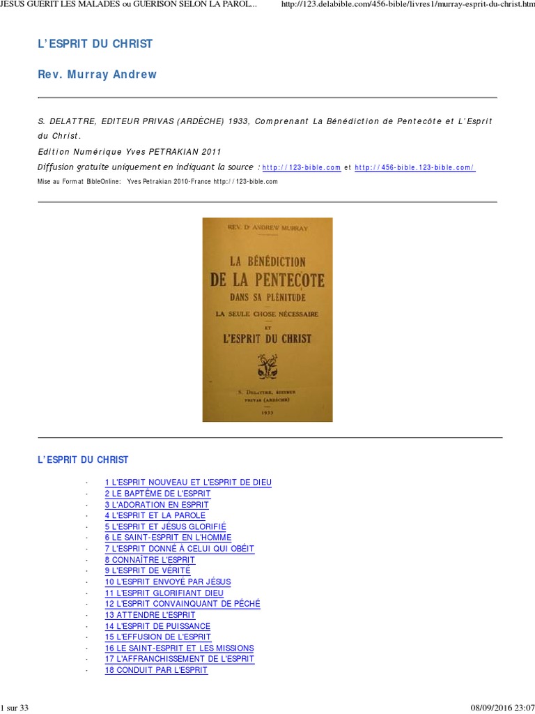 Jésus Guérit Les Malades Ou Guérison Selon La Parole de Dieu Muray | PDF