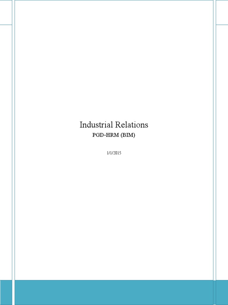Industrial Relations Pdf Pdf Industrial Relations Employment