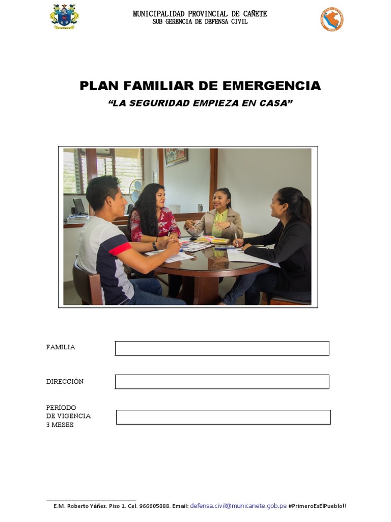 Plan Familiar de Emergencia Cañete | PDF | Defensa Civil | Gestión de ...