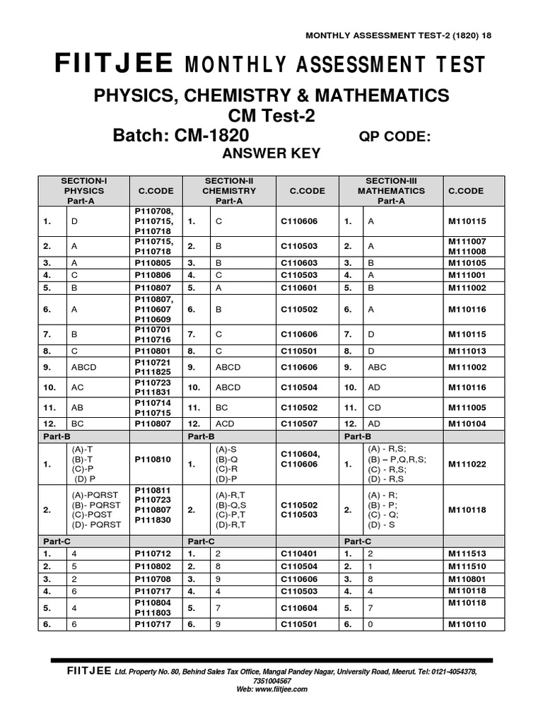 CM Monthly Test ClassXI 30.08.2018 | PDF | Teaching Mathematics | Nature