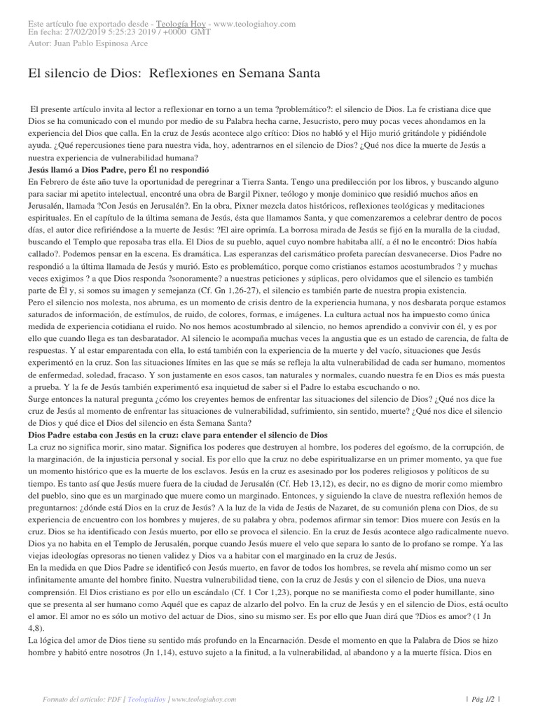 Reflexiones sobre el Silencio de Dios | PDF | La resurrección de Jesús ...