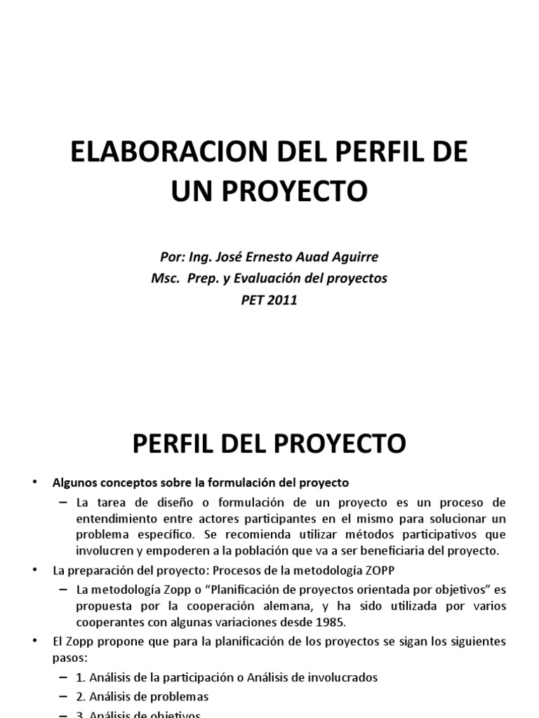 Estructura del Perfil de un Proyecto | PDF | Planificación | Metodología