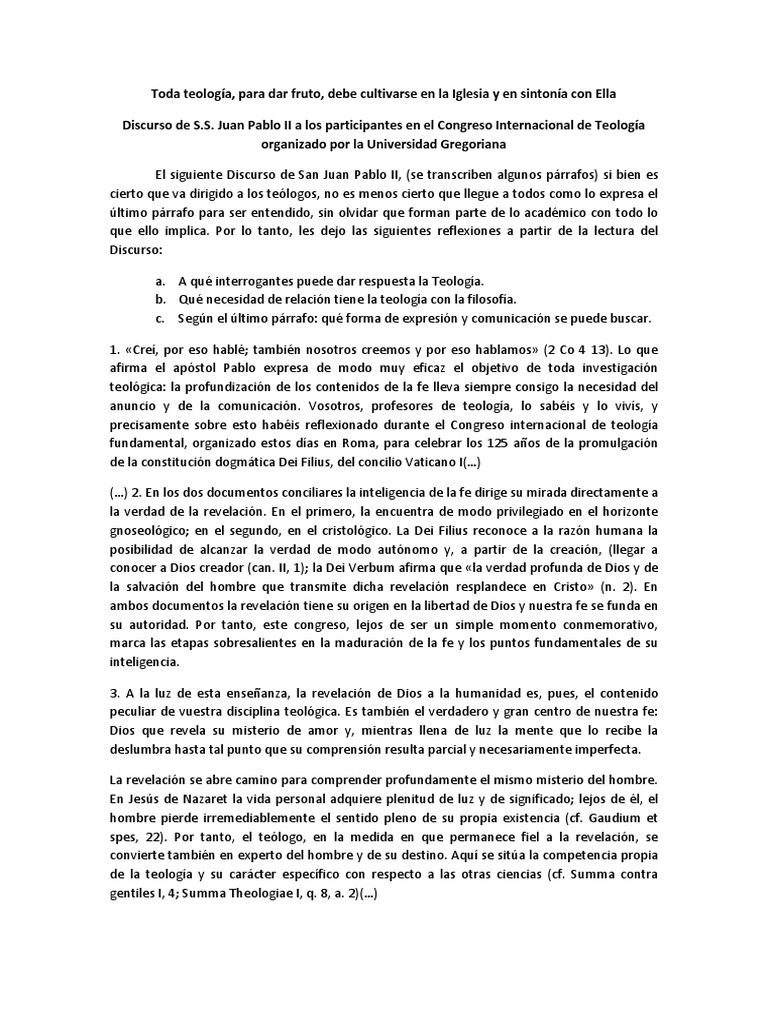 Discurso de San Juan Pablo II | PDF | Teología | Fe