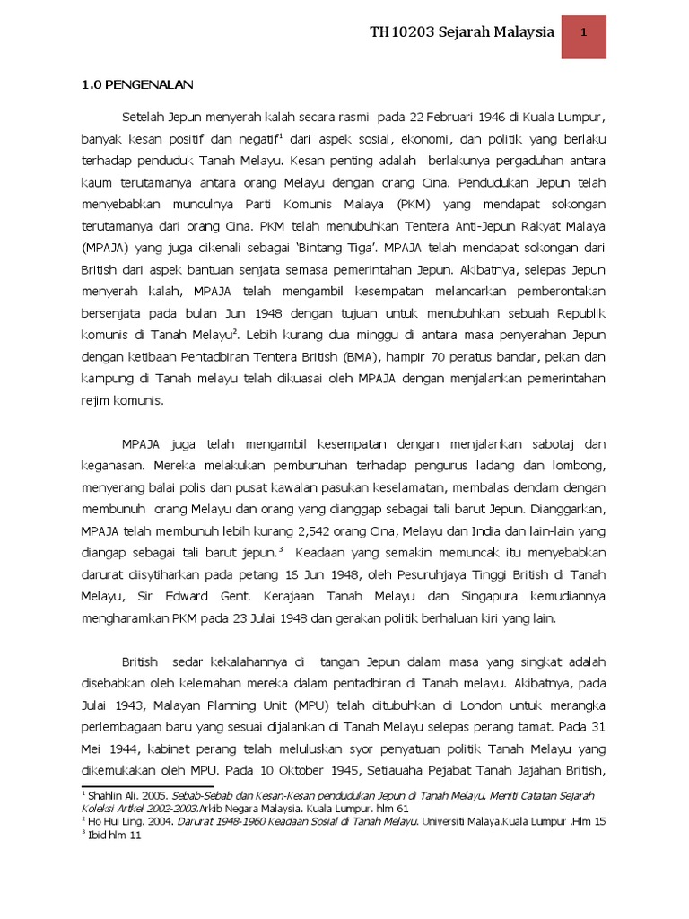 Soalan Esei Sejarah Malayan Union - Selangor b