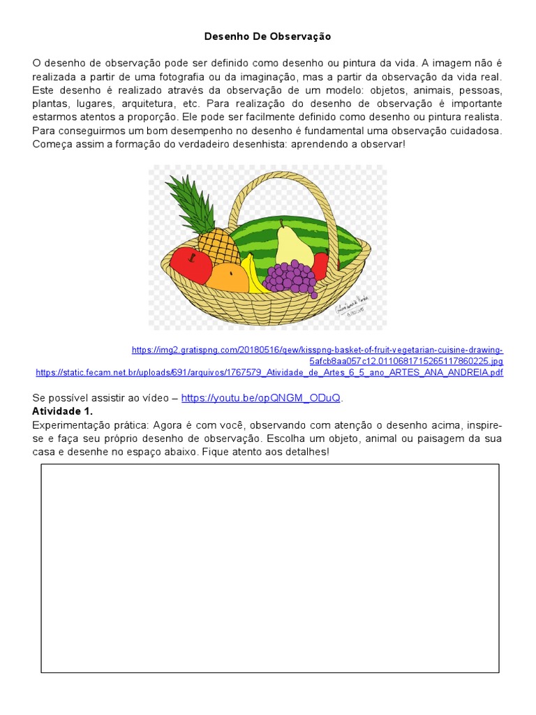 Atividade de Desenho de Observação | PDF | Carreira e Crescimento | Arte