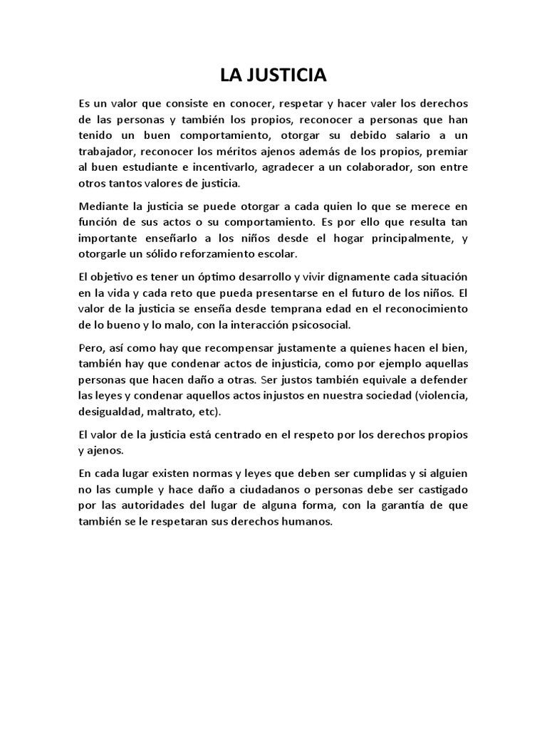 El Valor de la Justicia para Niños | PDF | Salud y bienestar